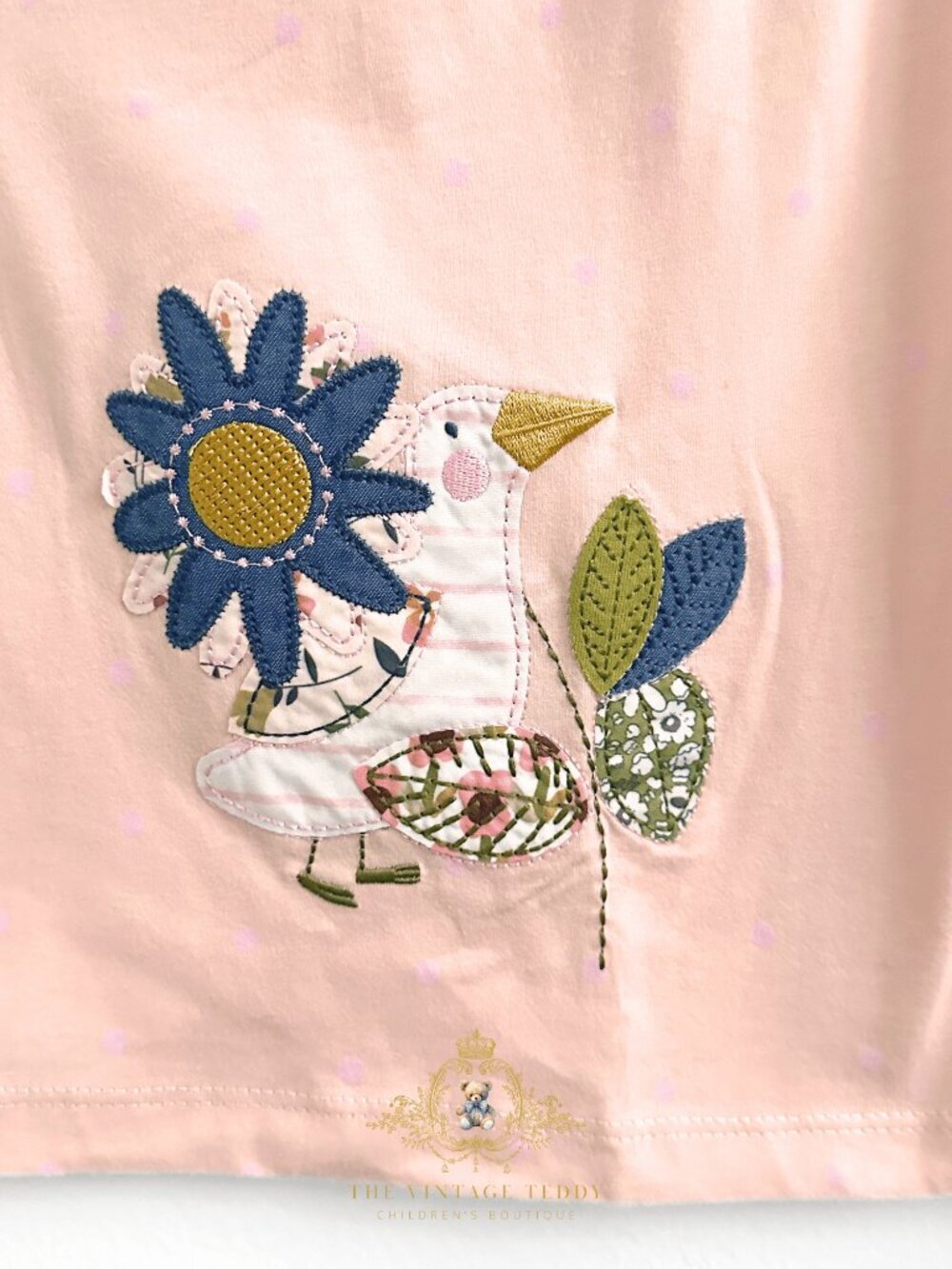 NWT Pretty Girls Embroidered Patchwork Dress Bunny, Duck, Butterfly & Flower 5T - Picture 5 of 5